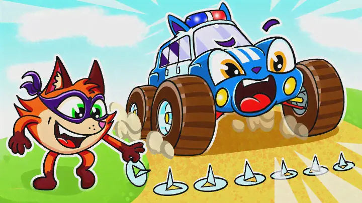 Monster Trucks VS Sneaky Fox + Police Car Adventures 🚓 Baby Cars Kids Songs